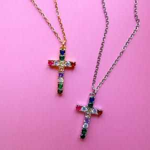 Barbara cross rainbow necklace - Amysshoppe.com