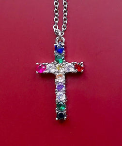 Barbara cross rainbow necklace - Amysshoppe.com