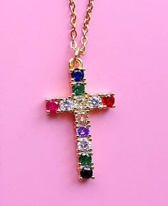 Barbara cross rainbow necklace - Amysshoppe.com