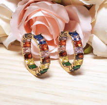 Load image into Gallery viewer, Celine rainbow hoop earrings - Amysshoppe.com