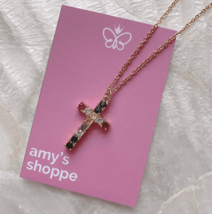 Barbara cross rainbow necklace - Amysshoppe.com