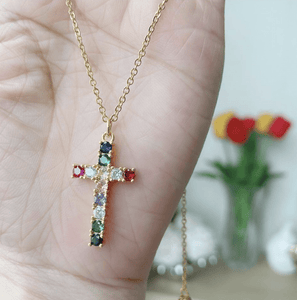 Barbara cross rainbow necklace - Amysshoppe.com